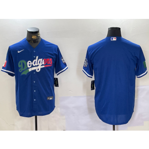 MLB Dodgers Blank Blue Mexico Nike Cool Base Men Jersey