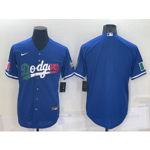MLB Dodgers Blank Blue Mexico Nike Cool Base Men Jersey