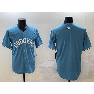 MLB Dodgers Blank Blue Nike Cool Base Men Jersey