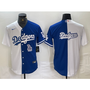 MLB Dodgers Blank Blue White Split Nike Cool Base Men Jersey