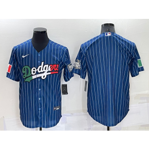 MLB Dodgers Blank Blue With World Series Nike Cool Base Men Jersey
