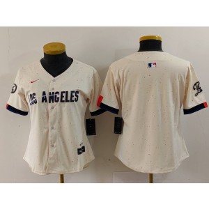 MLB Dodgers Blank Cream 2024 City Connect Nike Cool Base Women Jersey