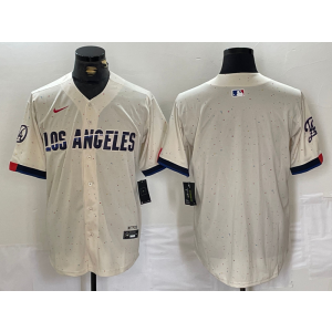 MLB Dodgers Blank Cream 2024 New Nike Cool Base Men Jersey