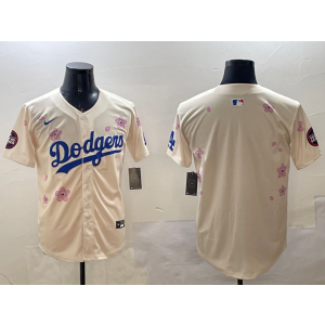 MLB Dodgers Blank Cream 2025 Tokyo Series Nike Cool Base Men Jersey