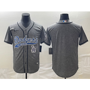 MLB Dodgers Blank Grey Baseball Nike Cool Base Men Jersey