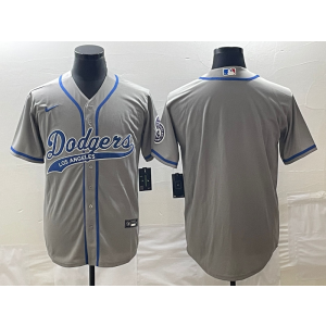MLB Dodgers Blank Grey Nike Cool Base Men Jersey