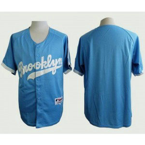 MLB Dodgers Blank Light Blue Cooperstown Men Jersey