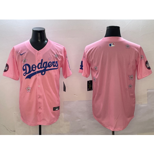 MLB Dodgers Blank Pink 2025 Tokyo Series Nike Cool Base Men Jersey