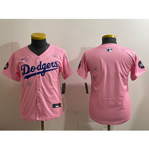 MLB Dodgers Blank Pink 2025 Tokyo Series Nike Cool Base Women Jersey