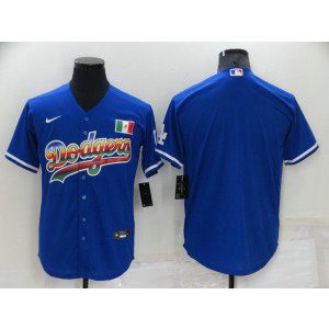 MLB Dodgers Blank Rainbow Nike Cool Base Men Jersey