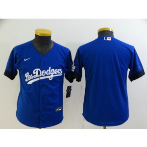 MLB Dodgers Blank Royal 2021 City Connect Cool Base Youth Jersey