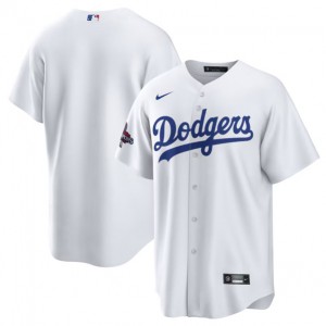 MLB Dodgers Blank White 2024 World Series Champions Cool Base Men Jersey