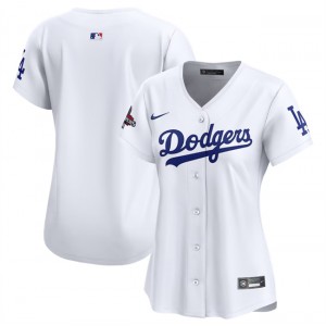 MLB Dodgers Blank White 2024 World Series Champions Cool Base Women Jersey(Run Small)