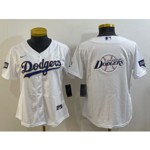 MLB Dodgers Blank White Baseball Logo Nike Women Jersey