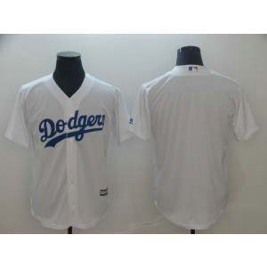 MLB Dodgers Blank White Cool Base Men Jersey