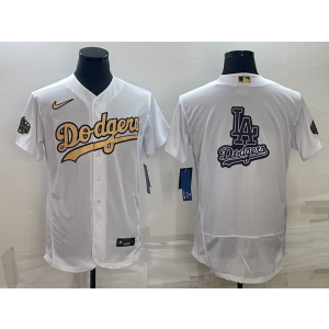 MLB Dodgers Blank White Gold Baseball Logo Nike Men Jersey