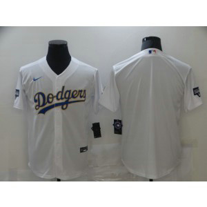 MLB Dodgers Blank White Gold Champion Cool Base Men Jersey