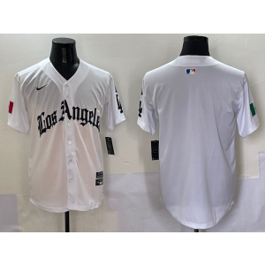 MLB Dodgers Blank White Nike Cool Base Men Jersey 1