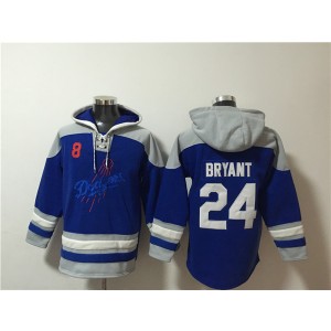 MLB Dodgers Front 8 Back & 24 Kobe Bryant Blue Ageless Must-Have Lace-Up Pullover Hoodie