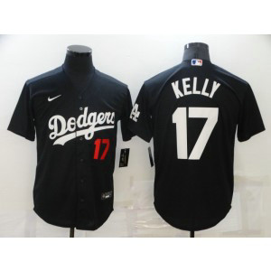 MLB Dodgers Grey 17 Joe Kelly Black Nike Cool Base Men Jersey