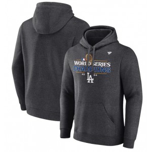 MLB Dodgers Heather Charcoal 2024 World Series Champions Locker Room Pullover Hoodie