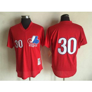 MLB Expos 30 Tim Raines Red Mitchell and Ness Throwback Men Jersey