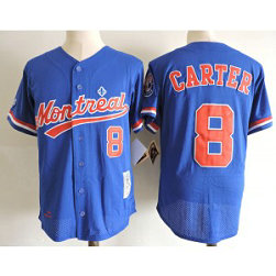 MLB Expos 8 Gary Carter Blue 1984 Mitchell and Ness Throwback Men Jersey