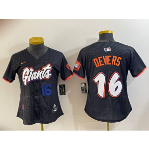 MLB Giants 16 Devers Black City Nike Cool Base Women Jersey