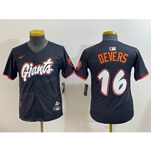 MLB Giants 16 Devers Black City Nike Cool Base Youth Jersey
