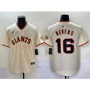 MLB Giants 16 Devers Cream Nike Cool Base Men Jersey
