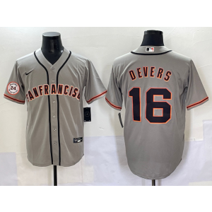 MLB Giants 16 Devers Grey Nike Cool Base Men Jersey