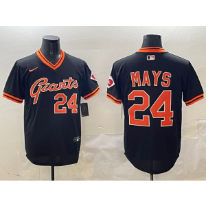 MLB Giants 24 Willie Mays Black Nike Cool Base Men Jersey