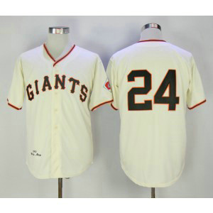 MLB Giants 24 Willie Mays Cream 1951 Throwback Men Jersey