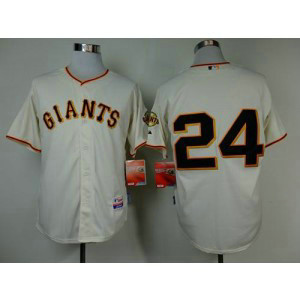 MLB Giants 24 Willie Mays Cream Cool Base Men Jersey