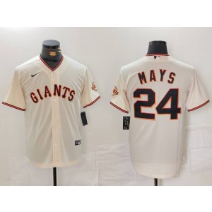 MLB Giants 24 Willie Mays Cream Nike Cool Base Men Jersey