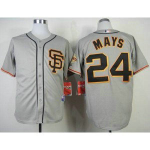 MLB Giants 24 Willie Mays Grey Cool Base Road 2 Men Jersey