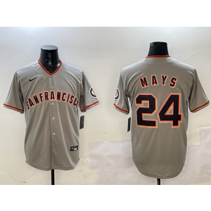 MLB Giants 24 Willie Mays Grey Nike Cool Base Men Jersey
