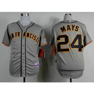 MLB Giants 24 Willie Mays Grey Road Cool Base Men Jersey