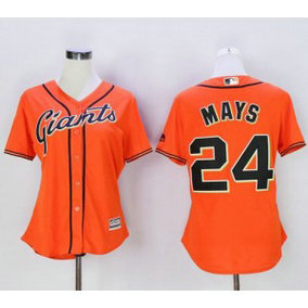 MLB Giants 24 Willie Mays Orange Alternate Women Jersey