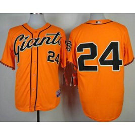 MLB Giants 24 Willie Mays Orange Cool Base Men Jersey