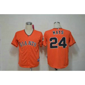 MLB Giants 24 Willie Mays Orange Cool Base Men Jerseys