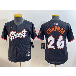 MLB Giants 26 Matt Chapman Anthracite 2025 City Connect Nike Cool Base Youth Jersey