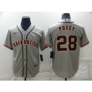 MLB Giants 28 Buster Posey Grey Nike Cool Base Men Jersey