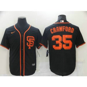 MLB Giants 35 Brandon Crawford Black Nike Cool Base Men Jersey