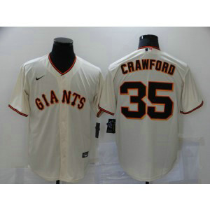 MLB Giants 35 Brandon Crawford Cream Cool Base Men Jersey