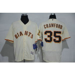 MLB Giants 35 Brandon Crawford Cream Flexbase Men Jersey