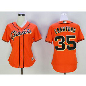 MLB Giants 35 Brandon Crawford Orange New Cool Base Women Jersey