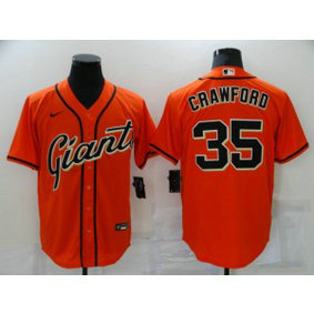MLB Giants 35 Brandon Crawford Orange Nike Cool Base Men Jersey