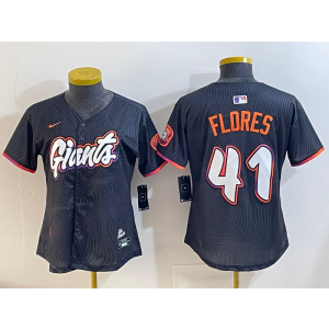 MLB Giants 41 Flores Anthracite 2025 City Connect Nike Cool Base Youth Jersey