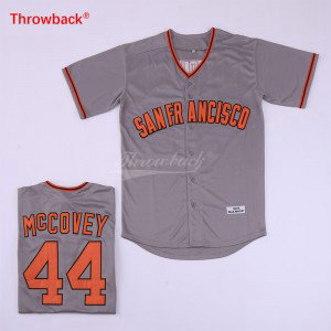 MLB Giants 44 Willie McCovey Gray Retro Throwback Men Jersey